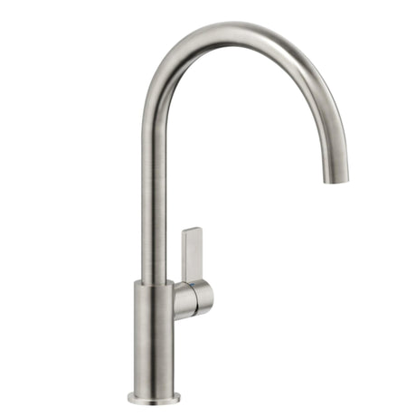 Nobili Flag J Spout Kitchen Tap in Brushed Stainless Steel-The Tap Collection