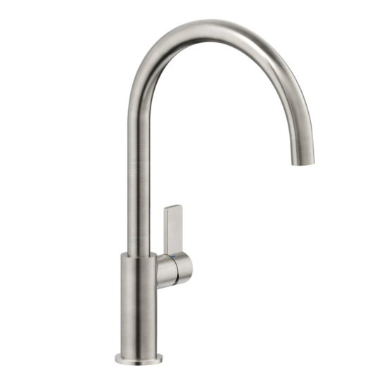 Nobili Flag J Spout Kitchen Tap in Brushed Stainless Steel-The Tap Collection