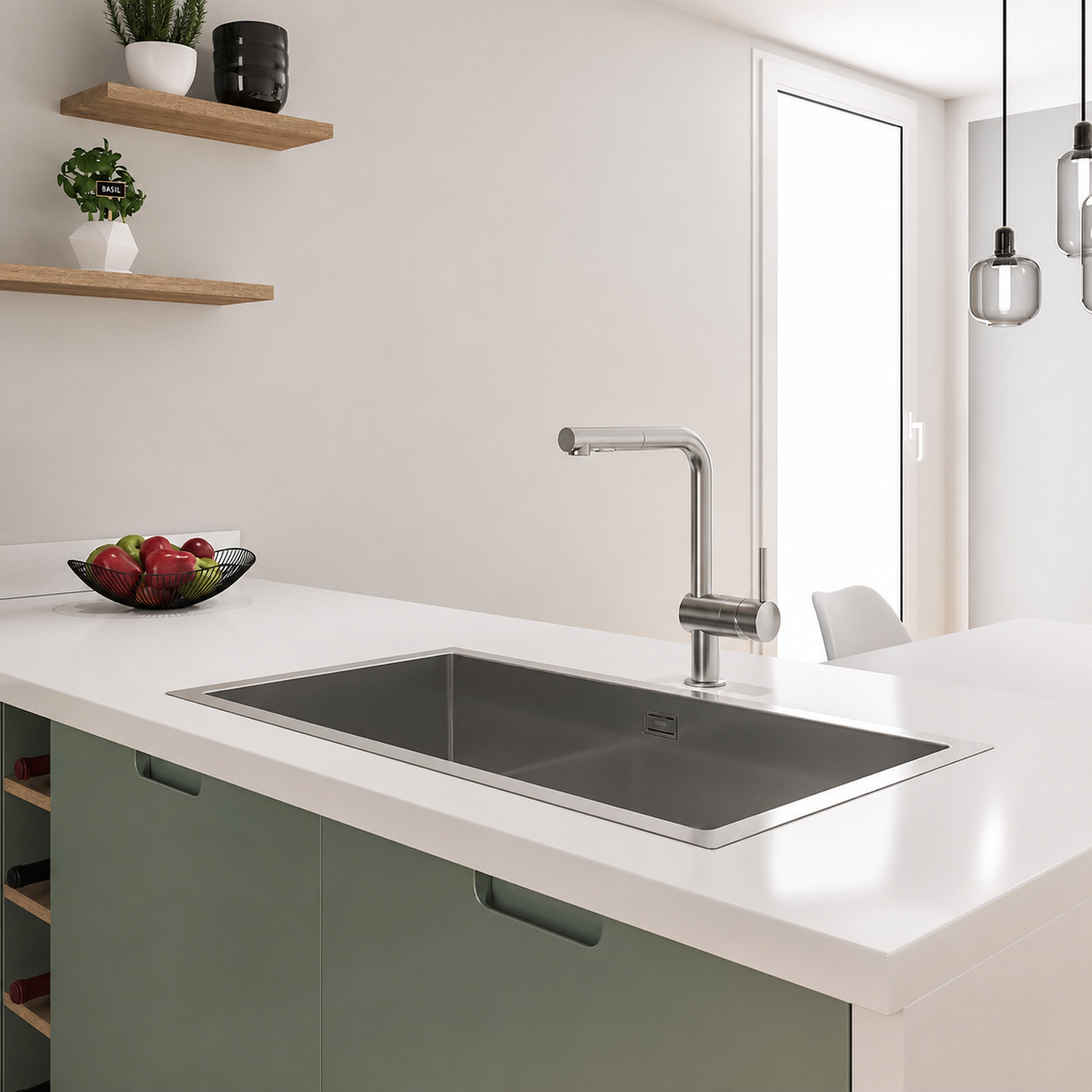 Grohe K700 90-S 1.0 Bowl Undermount & Inset Kitchen Sink in Stainless Steel Finish with Grohe Whisper Insulation & Angular Diamond Base