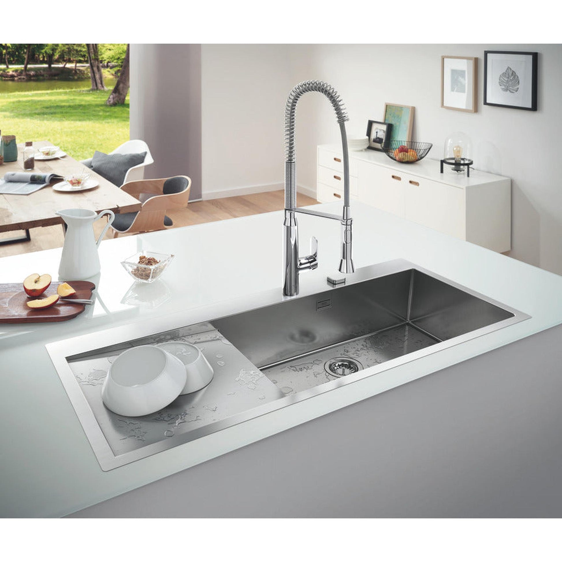 GROHE K1000 Flush Mount, Inset Mount Single Bowl Kitchen Sink For 800mm Cabinet in Stainless Steel Satin57040441 Lifestyle