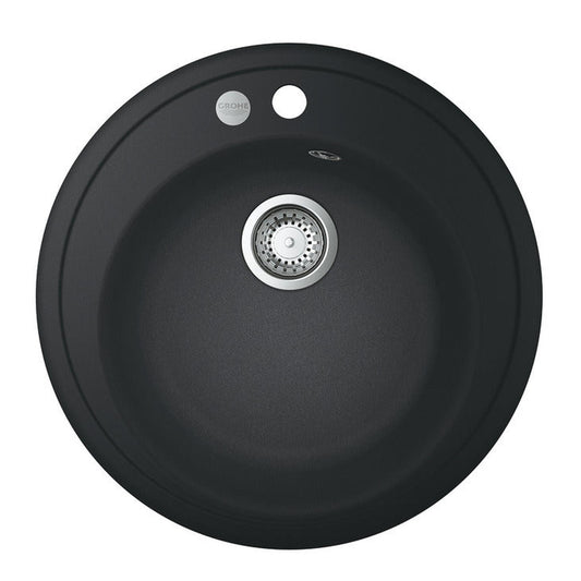 GROHE K200 Inset Mount Single Bowl, Quartz Composite Kitchen Sink For 500mm Cabinet in Stainless Steel Black 57041430