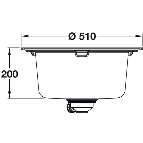 GROHE K200 Inset Mount Single Bowl, Quartz Composite Kitchen Sink For 500mm Cabinet in Stainless Steel Black 57041430 Dimension