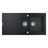 GROHE K400 Inset Mount One and Half Bowl, Quartz Composite Kitchen Sink For 600mm Cabinet in Stainless Steel Black 57041470