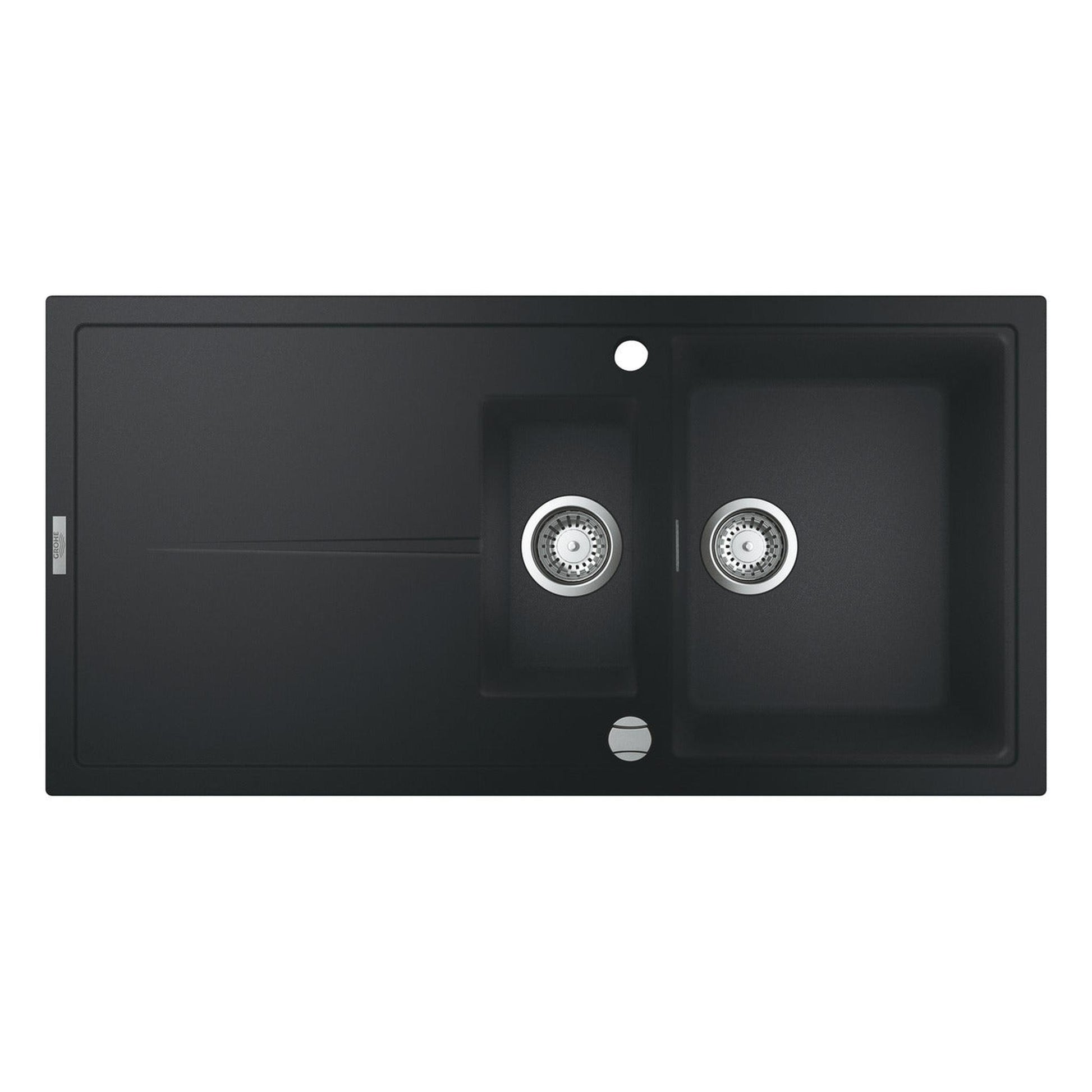 GROHE K400 Inset Mount One and Half Bowl, Quartz Composite Kitchen Sink For 600mm Cabinet in Stainless Steel Black 57041470
