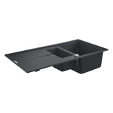 GROHE K400 Inset Mount  One and Half Bowl, Quartz Composite Kitchen Sink For 600mm Cabinet in Stainless Steel Black 57041470 1