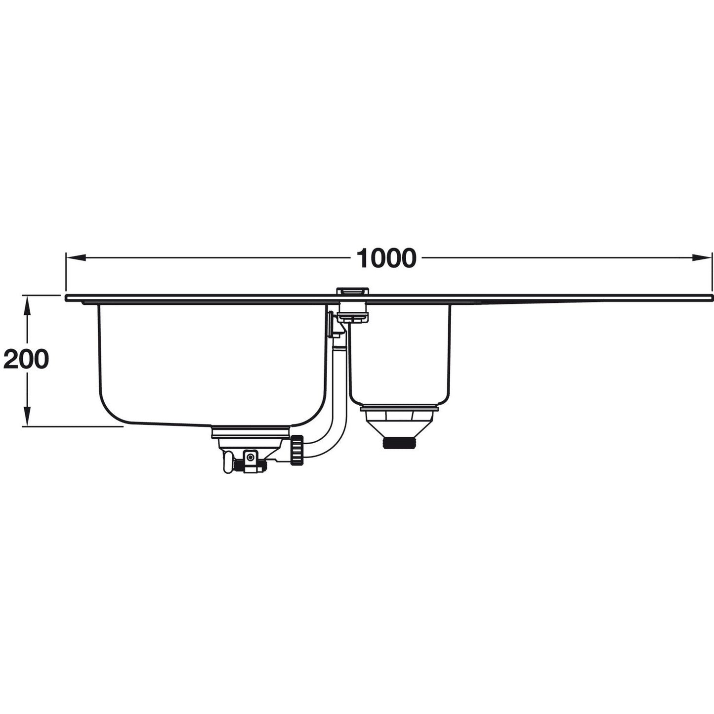 GROHE K500  Inset Mount One and Half  Bowl Kitchen Sink For 600 mm Cabinet in Stainless Steel Satin 57040410 Dimension
