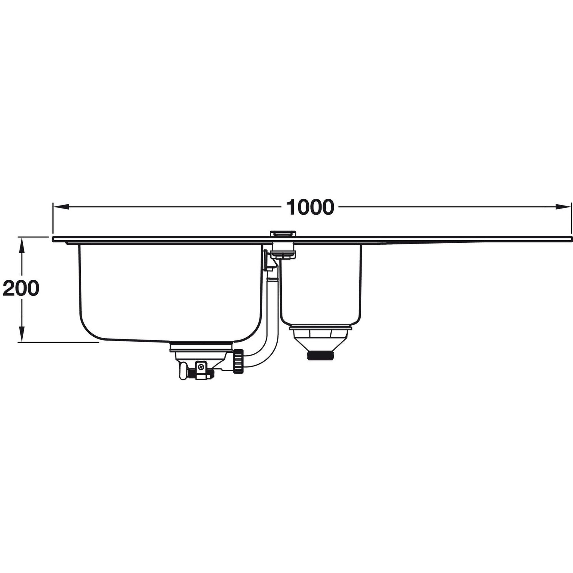GROHE K500  Inset Mount One and Half  Bowl Kitchen Sink For 600 mm Cabinet in Stainless Steel Satin 57040410 Dimension