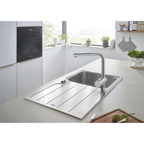 GROHE K500 Inset Mount Single Bowl Kitchen Sink For 450mm Cabinet in Stainless Steel Satin 57040430 Lifestyle 