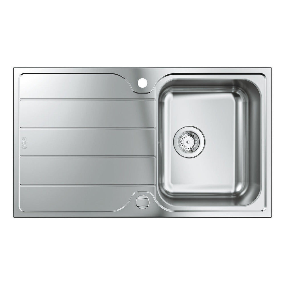 GROHE K500 Inset Mount Single Bowl Kitchen Sink For 450mm Cabinet in Stainless Steel Satin - FrontView