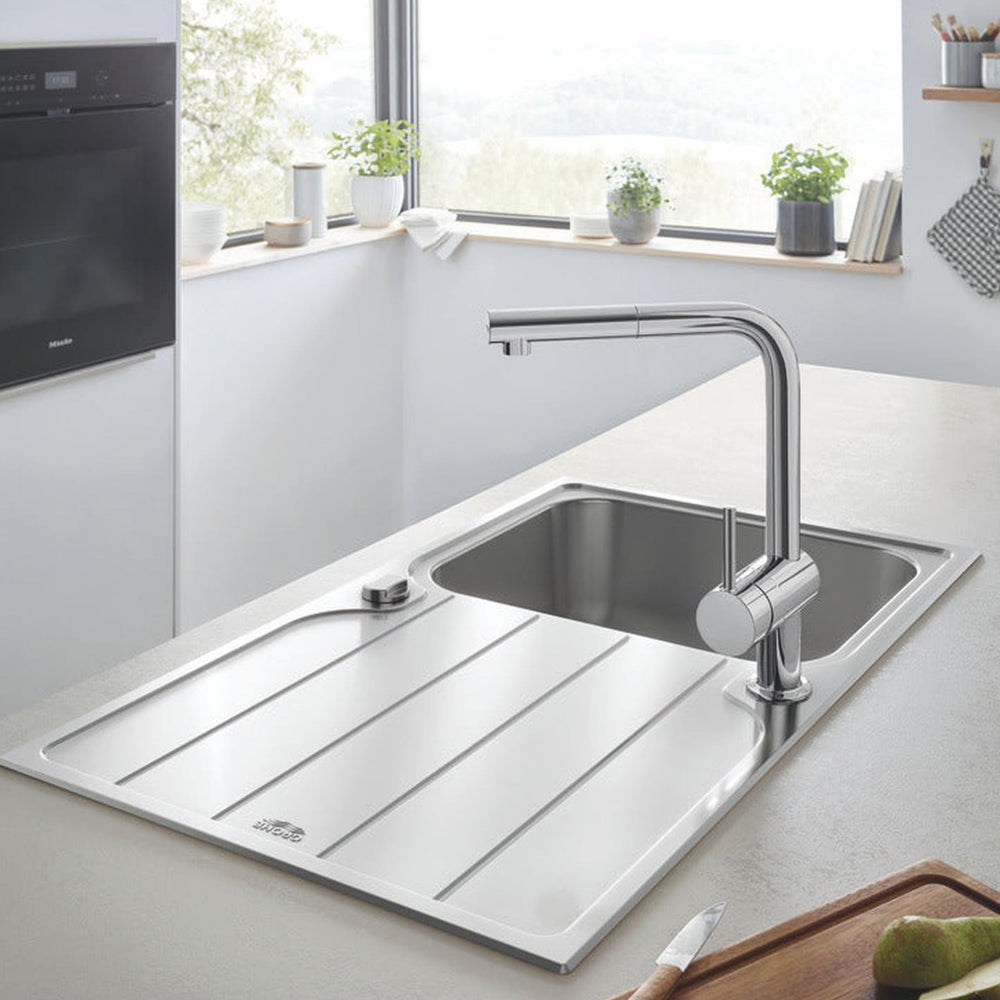 GROHE K500 Inset Mount Single Bowl Kitchen Sink for 450mm Cabinet in Stainless Steel Satin - Lifestyle