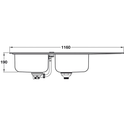 GROHE K500 Inset mount Single Bowl Kitchen Sink For 800mm Cabinet in Stainless Steel Satin 57040390  Dimension