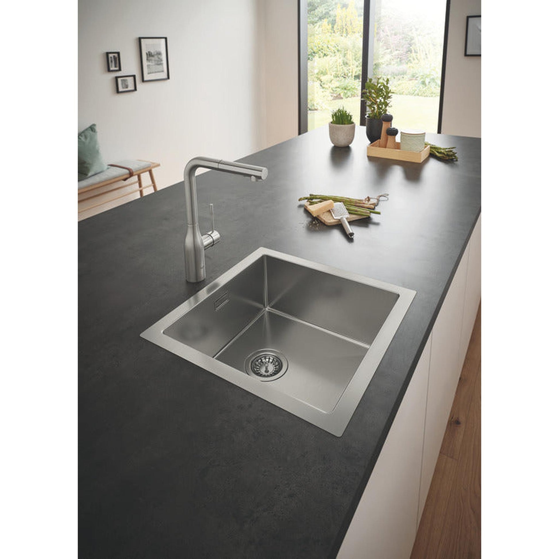 GROHE K700  Flush Mount, Inset Mount Single Bowl Kitchen Sink For 500mm Cabinet in Stainless Steel Satin 57040370 Lifestyle 