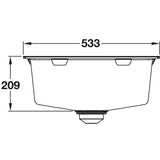 GROHE K700 Undermount, Inset Mount Single Bowl Kitchen Sink For 600mm Cabinet in Stainless Steel Black 57042400 Lifestyle Dimension