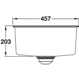 GROHE K700 Undermount, Inset Mount Single Bowl with Quartz Composite Kitchen Sink For 50mm Cabinet in Stainless Steel Black 57041490 Dimension