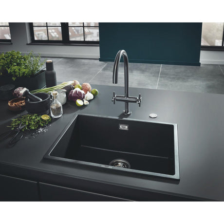 GROHE K700 Undermount, Inset Mount Single Bowl with Quartz Composite Kitchen Sink For 50mm Cabinet in Stainless Steel Black 57041490 Lifestyle 