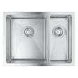 Grohe K700 Undermount One and Half Bowl Kitchen Sink For 600mm Cabinet in Stainless Steel Right - Front View