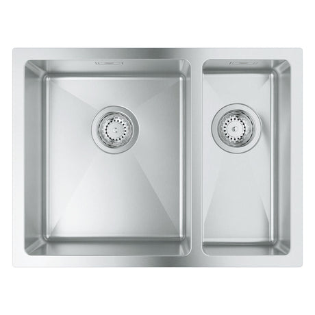 Grohe K700 Undermount One and Half Bowl Kitchen Sink For 600mm Cabinet in Stainless Steel Right - Front View