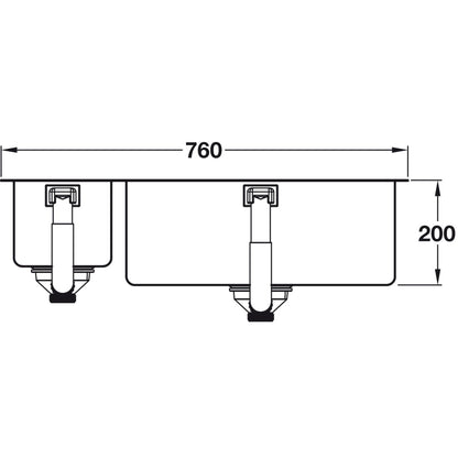 GROHE K700 Undermount One and Half  Bowl Kitchen Sink For 800 mm Cabinet in Stainless Steel Satin 57040340 Dimension