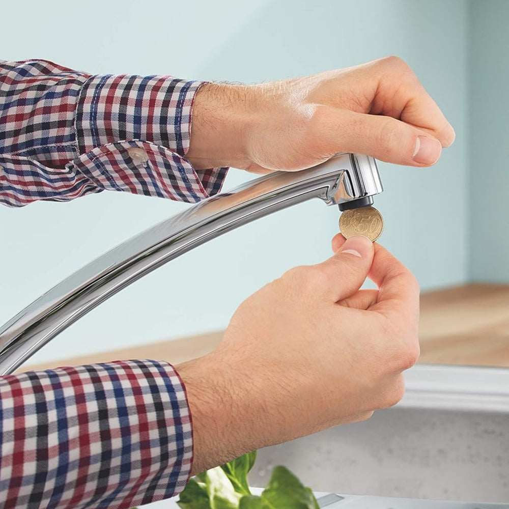 Grohe BauEdge Low Spout Mixer Tap with Single Lever in Polished Chrome Life Style 1