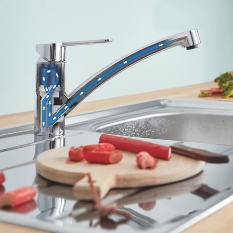 Grohe BauEdge Low Spout Mixer Tap with Single Lever in Polished Chrome Life Style 3