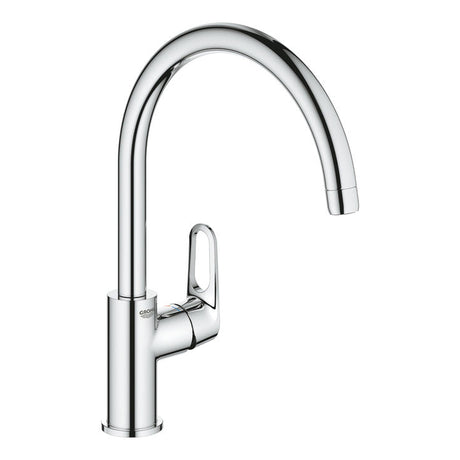 Grohe Bauflow C-Spout Mixer Tap  With Single Lever In Polished Chrome 57761230