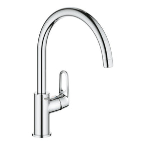 Grohe Bauflow C-Spout Mixer Tap with Single Lever in Polished Chrome Right View