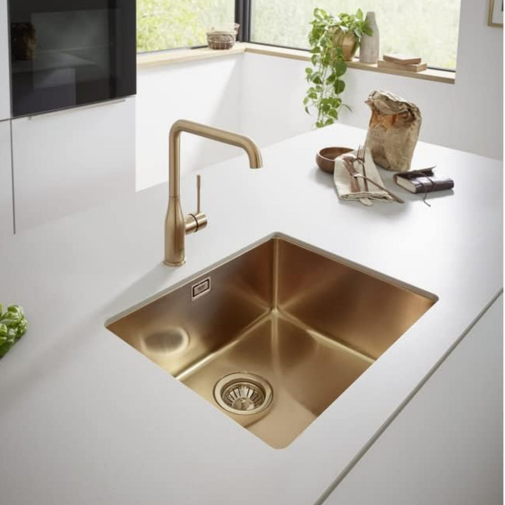 Grohe Essence Contemporary Mixer Tap with Single Lever Monobloc Brushed Cool Sunrise Life Style 2