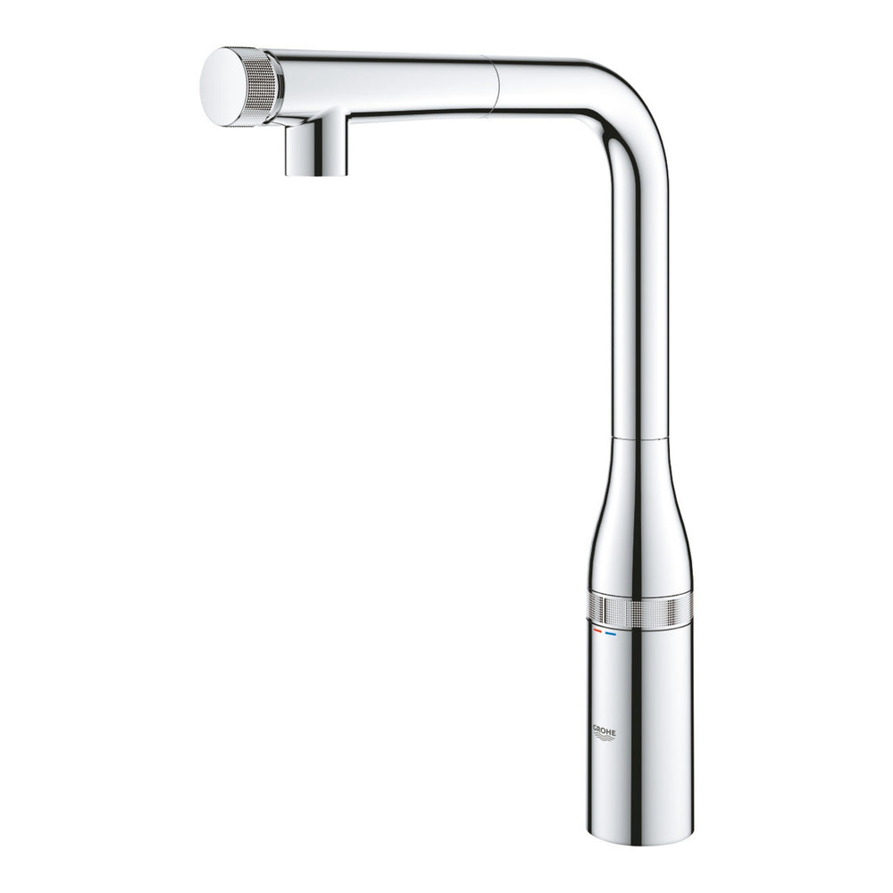 Grohe Essence L-Spout Tap  SmartControl with Pull Out Spray in Polished Chrome - Left View
