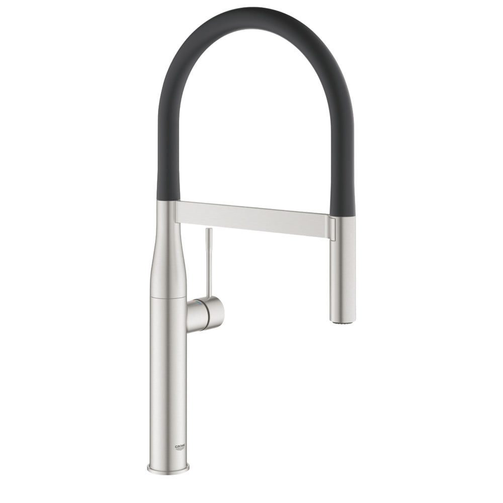 Grohe Essence Professional Pull Out Spray Tap with Single Lever Mixer in Super Steel Left