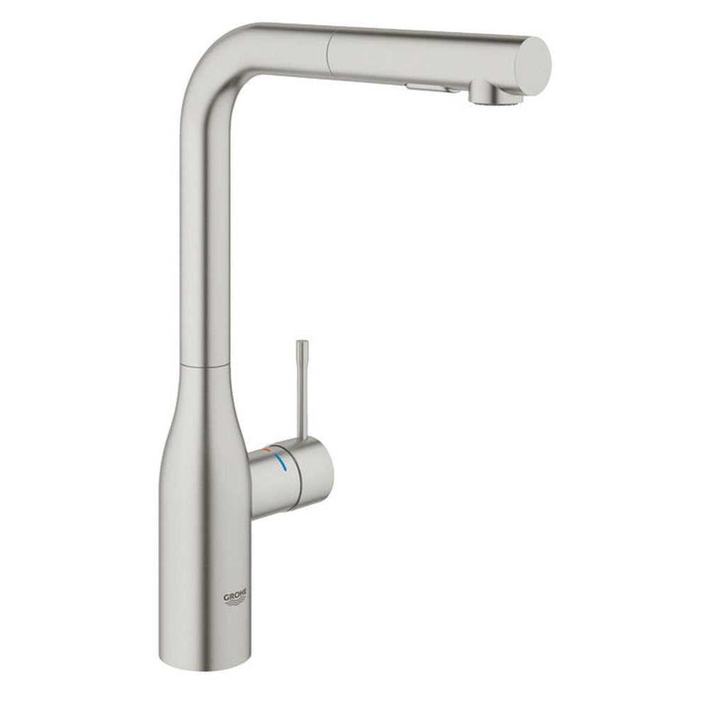 Grohe Essence Tap Pull Out Spray With Single Lever Monobloc Mixer In SuperSteel 56926190
