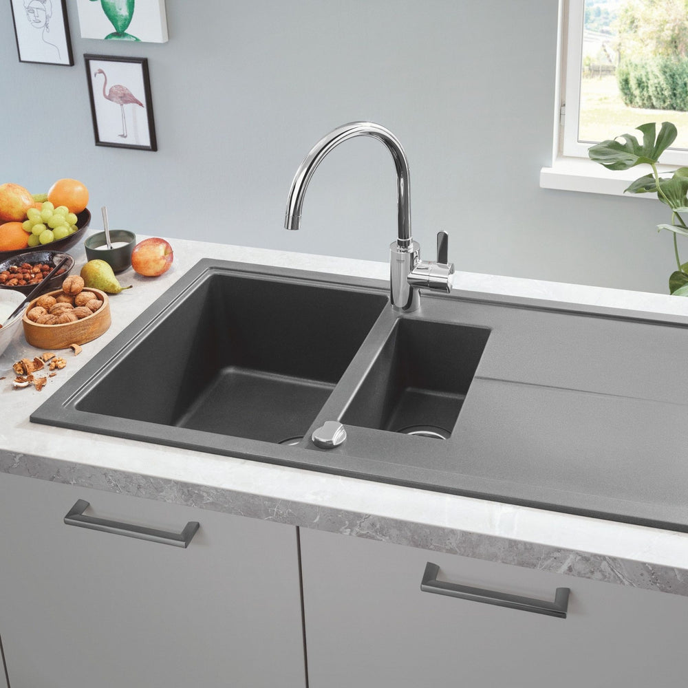 Grohe Cosmo Grohe Eurosmart Cosmo Pull Out Kitchen Mixer Tap in Chrome with Single ...