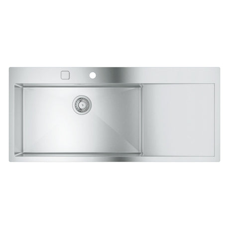 Grohe K1000 Flush Mount, Inset Mount Single Bowl Kitchen Sink For 800mm Cabinet in Stainless Steel Satin - 	31581SD1 Front View