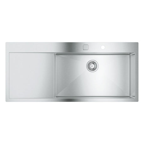 Grohe K1000 Flush Mount, Inset Mount Single Bowl Kitchen Sink For 800mm Cabinet in Stainless Steel Satin - 31582SD1 Front View
