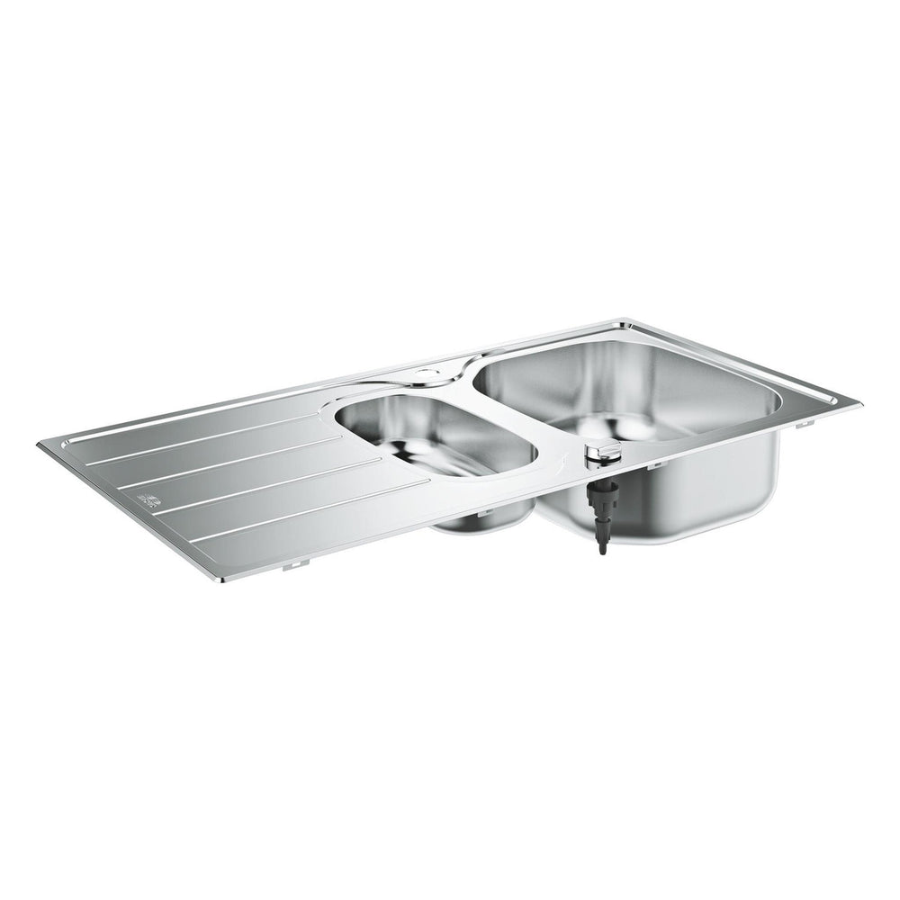 GROHE K200 Inset Mount One and Half Bowl Kitchen Sink For 600mm Cabinet in Stainless Steel Satin - Side View