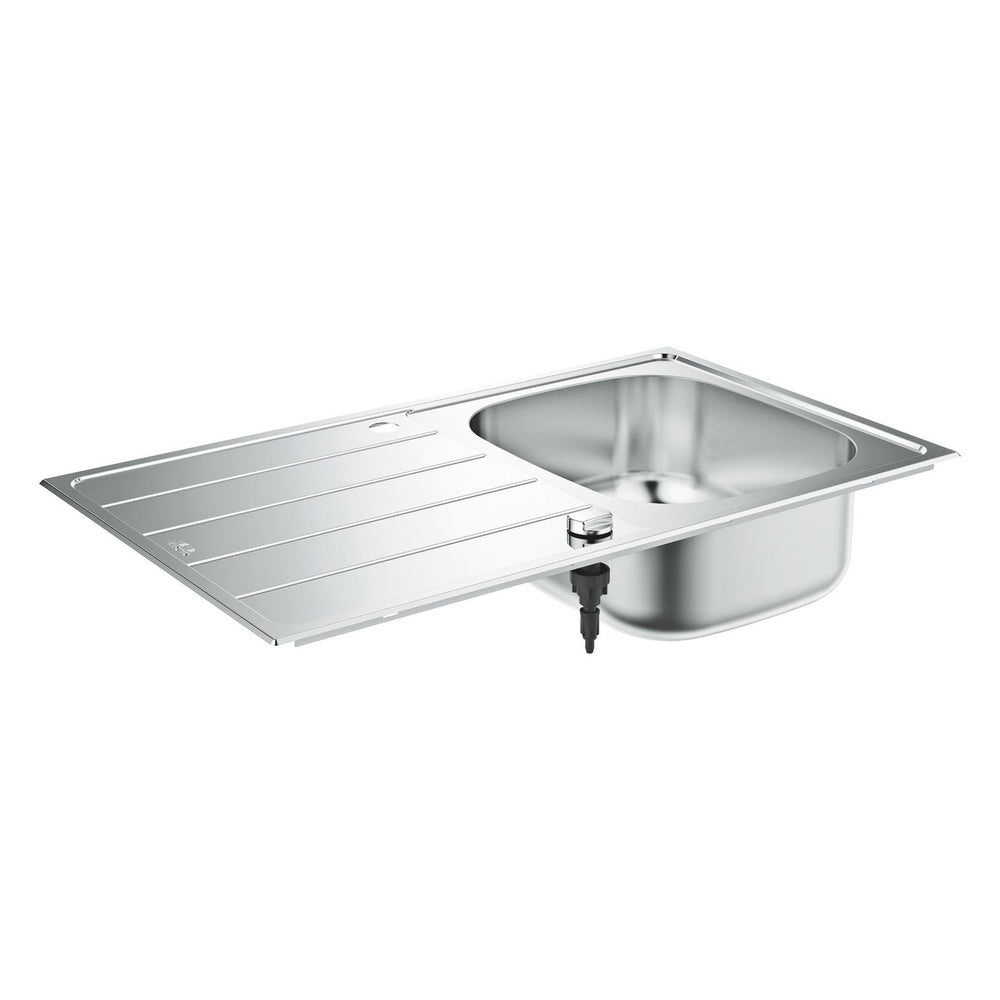 Grohe K200 Inset Mount Single Bowl with Drainer Kitchen Sink for 450mm Cabinet in Stainless Steel Satin - Side View