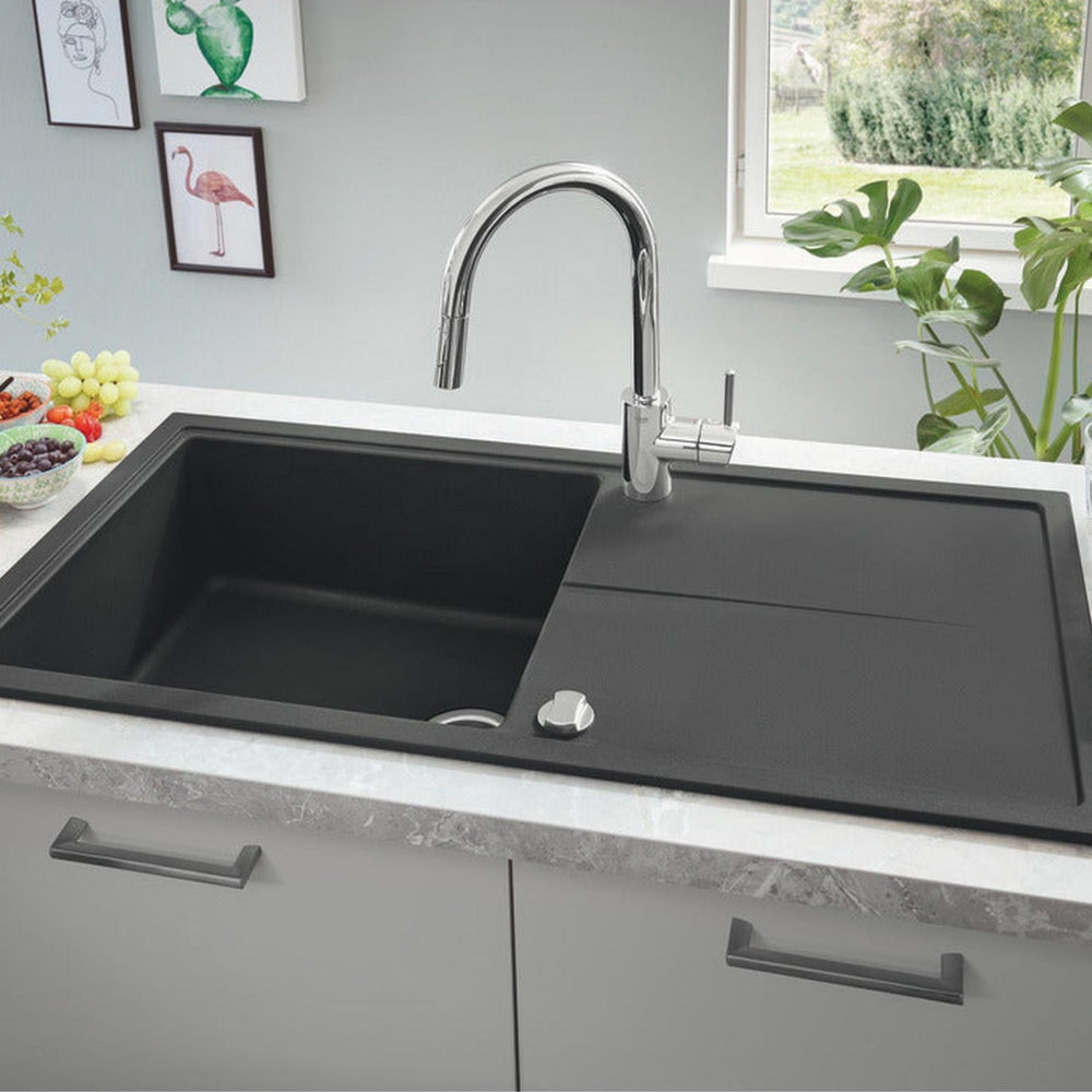 Grohe K400 Inset Mount Single Bowl Kitchen Sink for 600mm Cabinet in Stainless Steel Black - LifeStyle