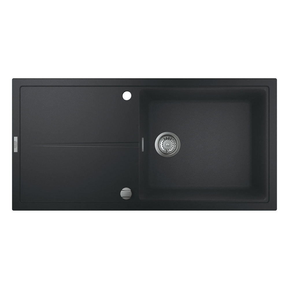 Grohe K400 Inset Mount Single Bowl Kitchen Sink For 600mm Cabinet In Stainless Steel Black - FrontView