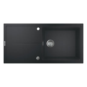 Grohe K400 Inset Mount Single Bowl Kitchen Sink For 600mm Cabinet In Stainless Steel Black - FrontView