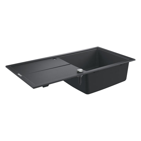 Grohe K400 Inset Mount Single Bowl Kitchen Sink for 600mm Cabinet in Stainless Steel Black - SideView