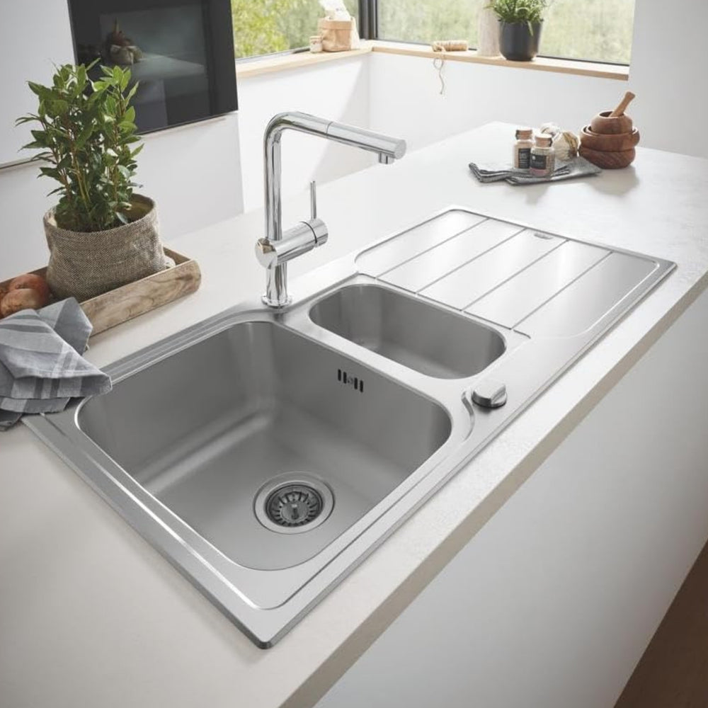 Grohe K500 Inset Mount One and Half  Bowl Kitchen Sink for 600mm Cabinet in Stainless Steel Satin - Life Style 1