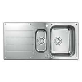 Grohe K500 Inset Mount One and Half  Bowl Kitchen Sink for 600mm Cabinet in Stainless Steel Satin - Front View