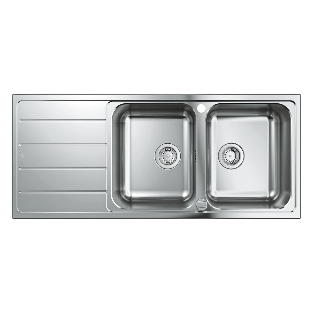Grohe K500 Inset Mount Single Bowl Kitchen Sink for 800mm Cabinet in Stainless Steel Satin - Front View