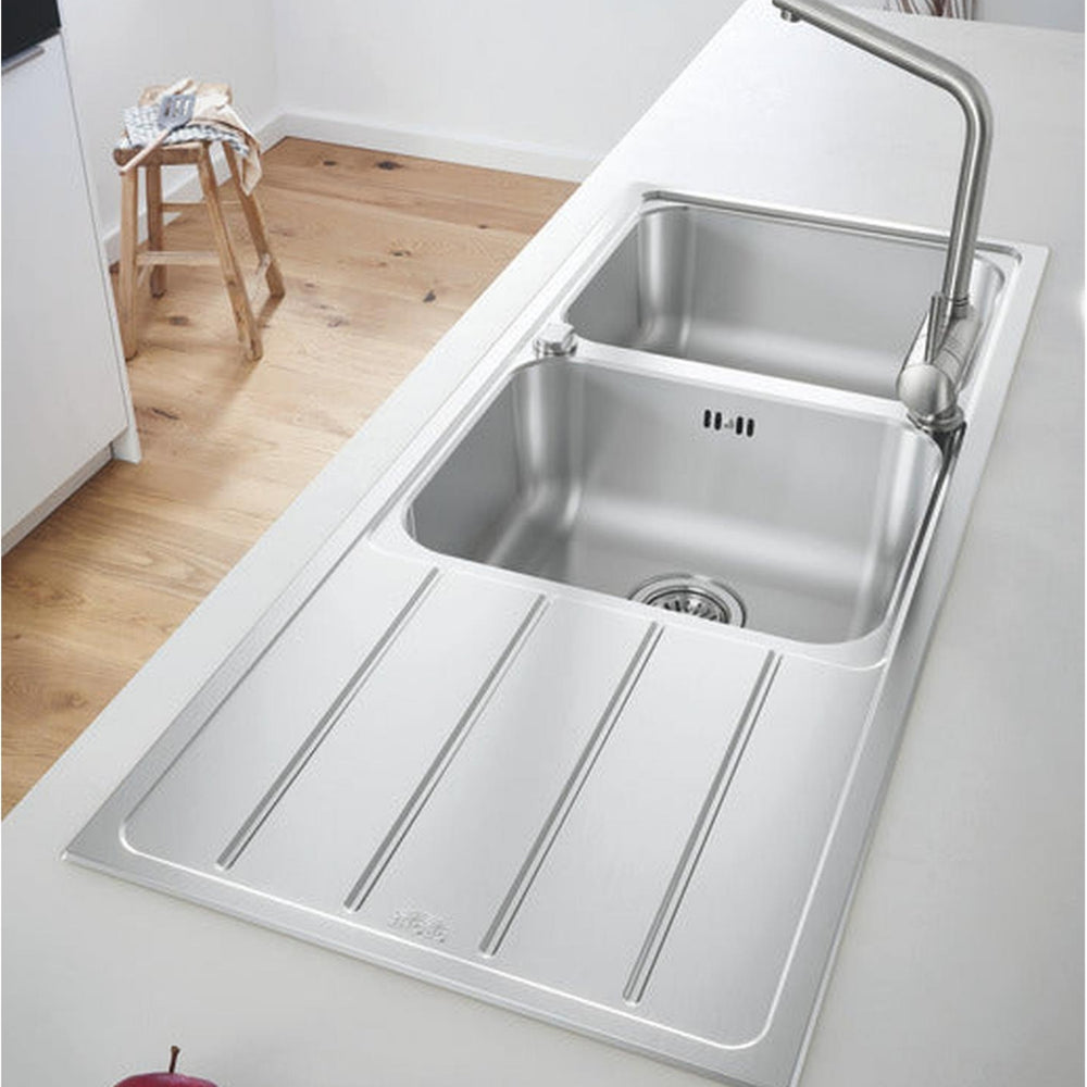 Grohe K500 Inset Mount Single Bowl Kitchen Sink for 800mm Cabinet in Stainless Steel Satin - Life Style