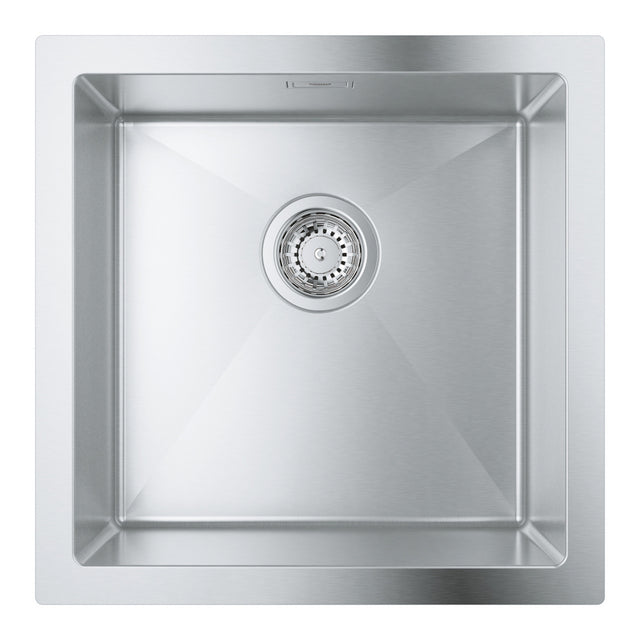 Grohe K700  Flush Mount, Inset Mount Single Bowl Kitchen Sink for 500mm Cabinet in Stainless Steel Satin - Front View