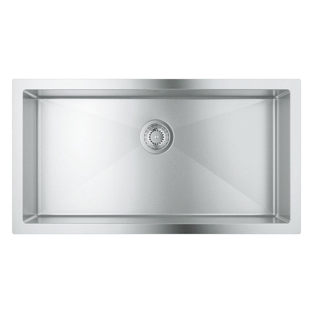 Grohe K700 Flush mount, Inset Mount Single Bowl Kitchen Sink for 900mm Cabinet in Stainless Steel Satin - Front View