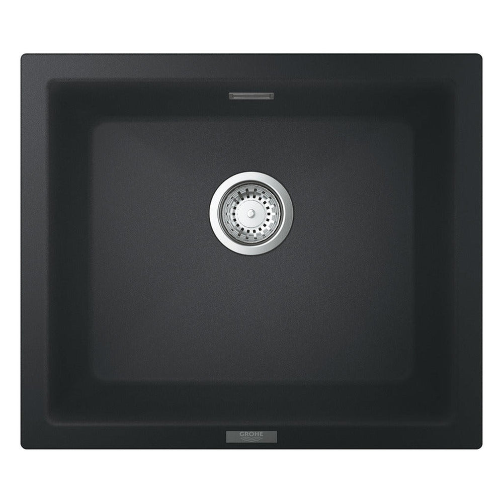 GROHE K700 Undermount, Inset Mount Single Bowl Kitchen Sink For 600mm Cabinet in Stainless Steel Black - FrontView