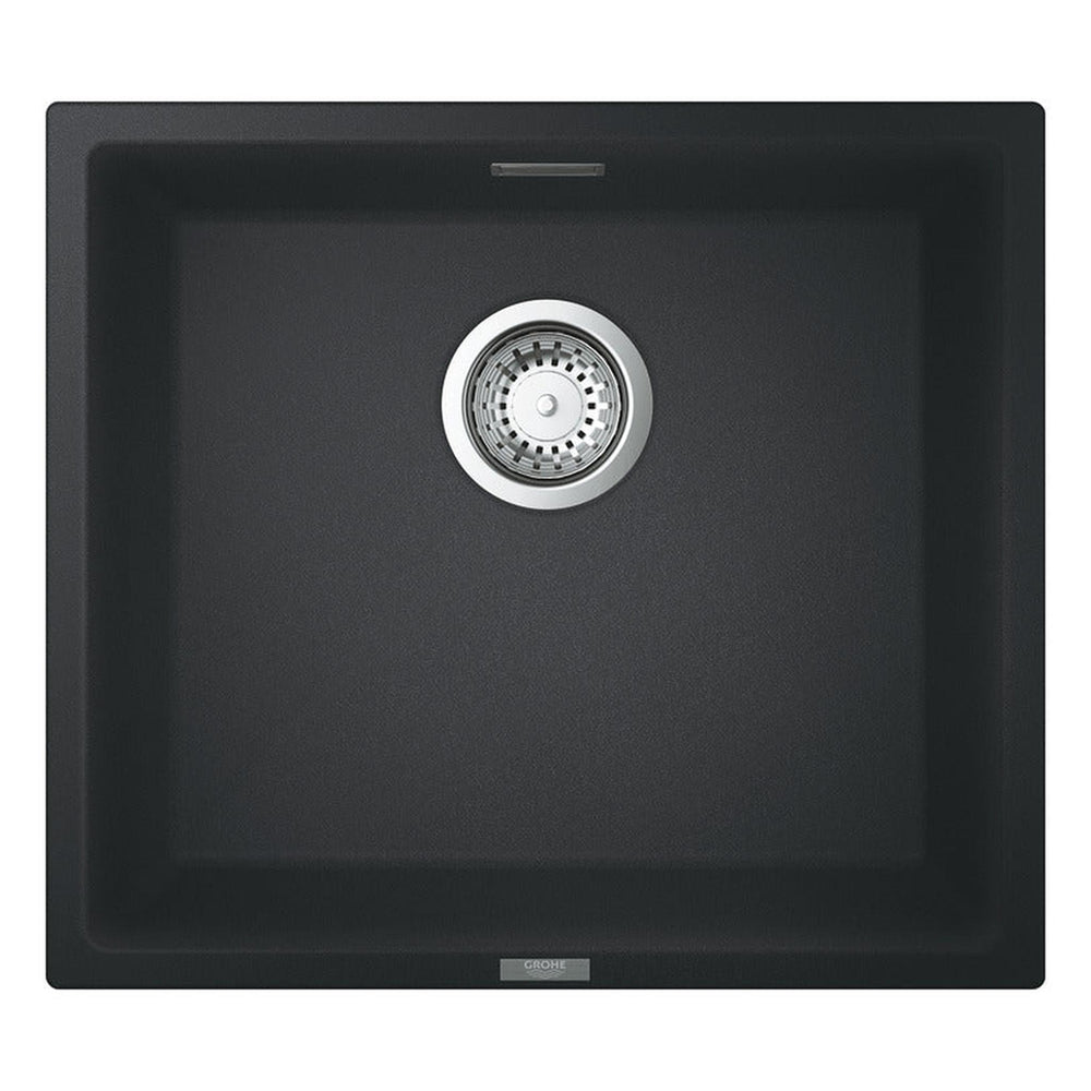 Grohe K700 Undermount, Inset Mount Single Bowl with Quartz Composite Kitchen Sink For 50mm Cabinet in Stainless Steel Black - Front View