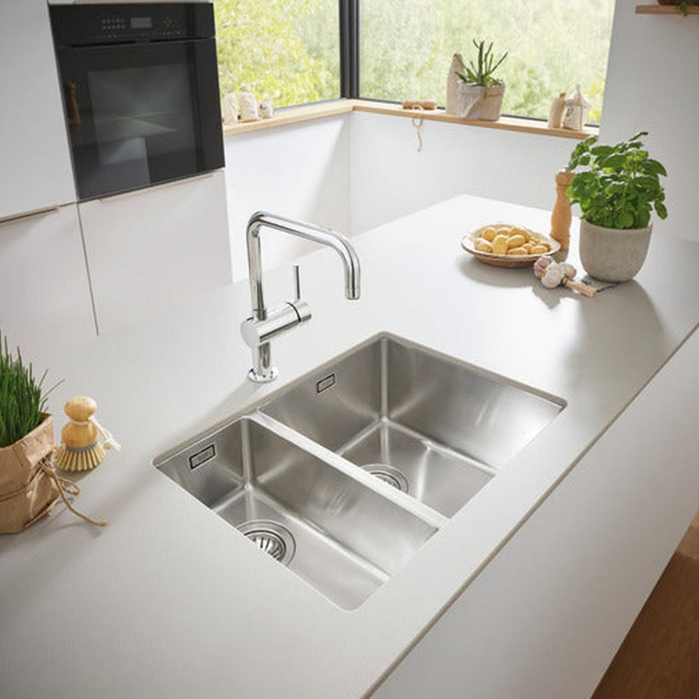 Grohe K700 Undermount One and Half Bowl Kitchen Sink For 600mm Cabinet in Stainless Steel Left - Life Style