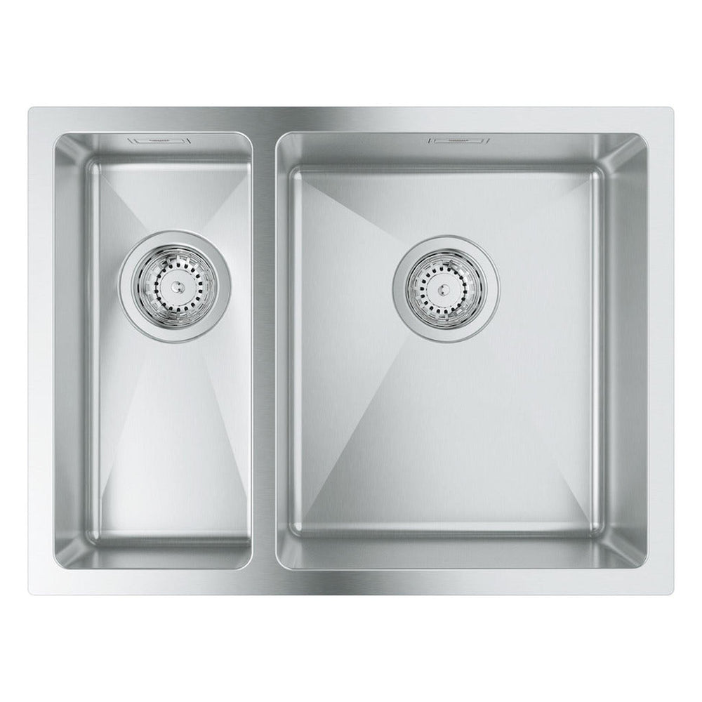 Grohe K700 Undermount One and Half Bowl Kitchen Sink For 600mm Cabinet in Stainless Steel Left - Front View