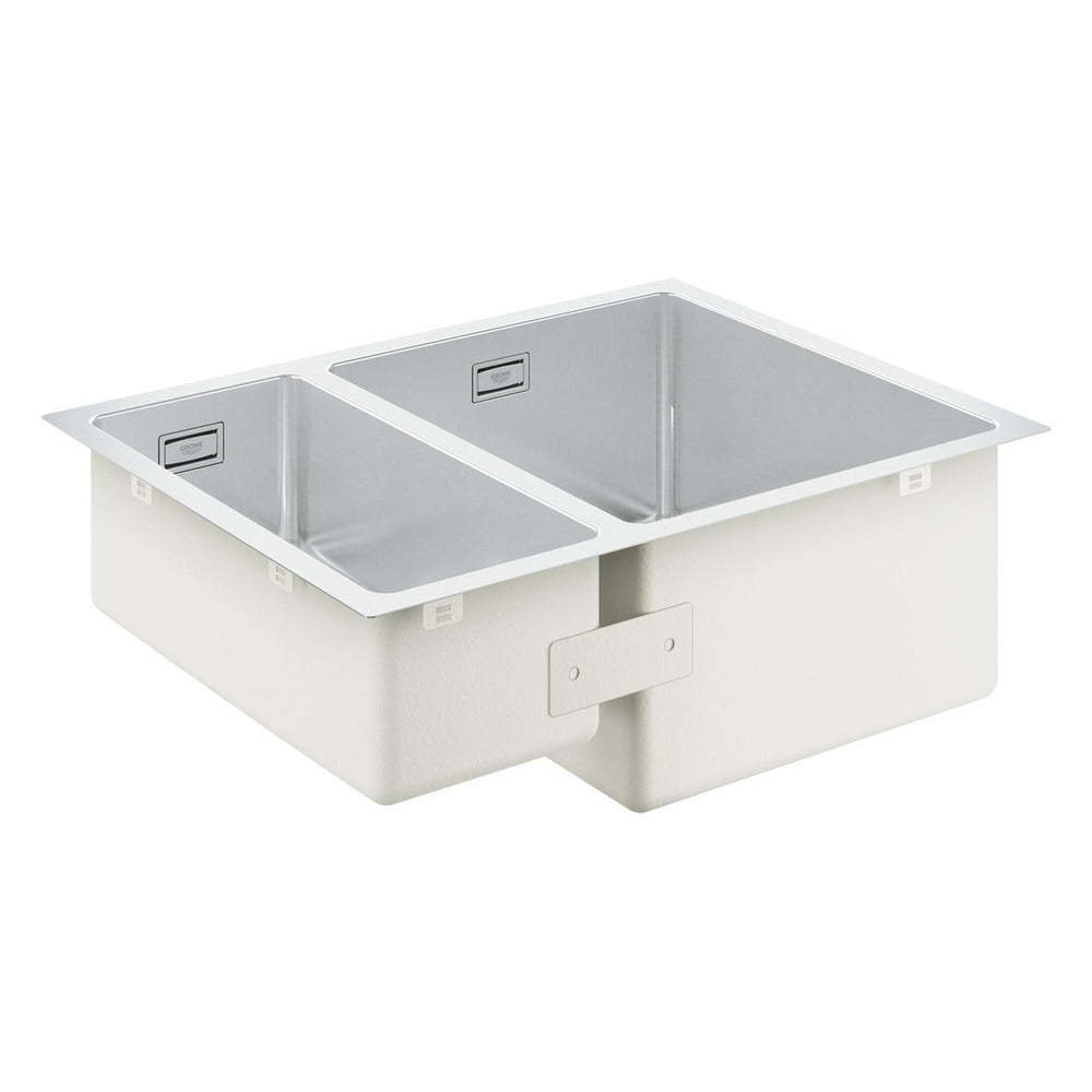 Grohe K700 Undermount One and Half Bowl Kitchen Sink For 600mm Cabinet in Stainless Steel Left - Side View